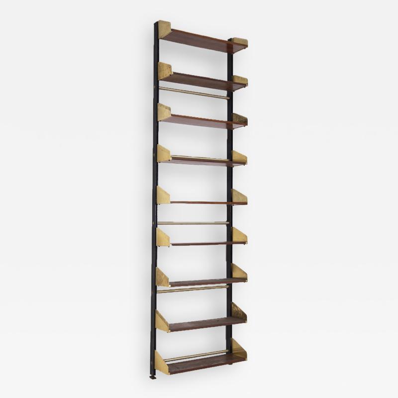 FEAL Fonderie Elettriche Alluminio e Leghe Italian Vintage Bookcase by Feal in Wood and Brass