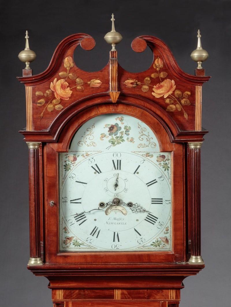 FEDERAL INLAID TALL CASE CLOCK Works by E. Massey, Newcastle, England