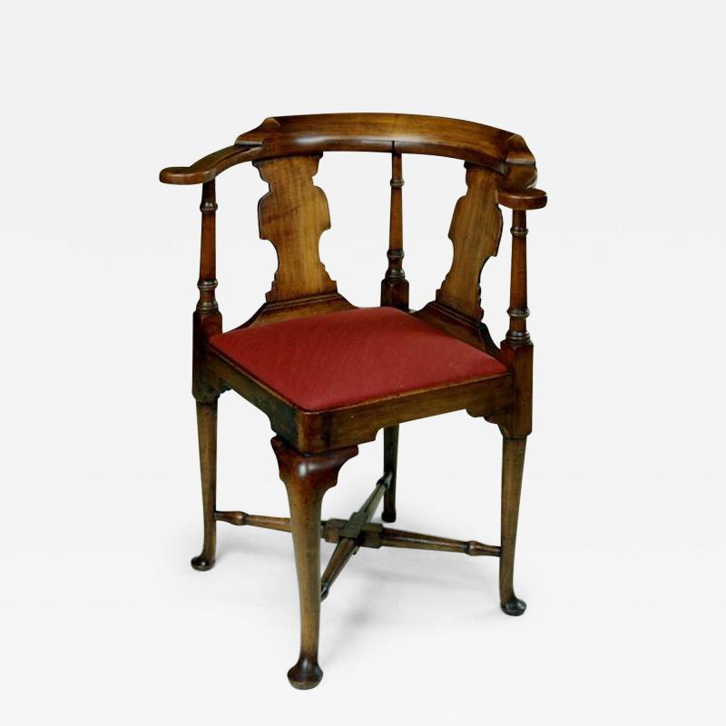 FINE AND RARE QUEEN ANNE CORNER CHAIR