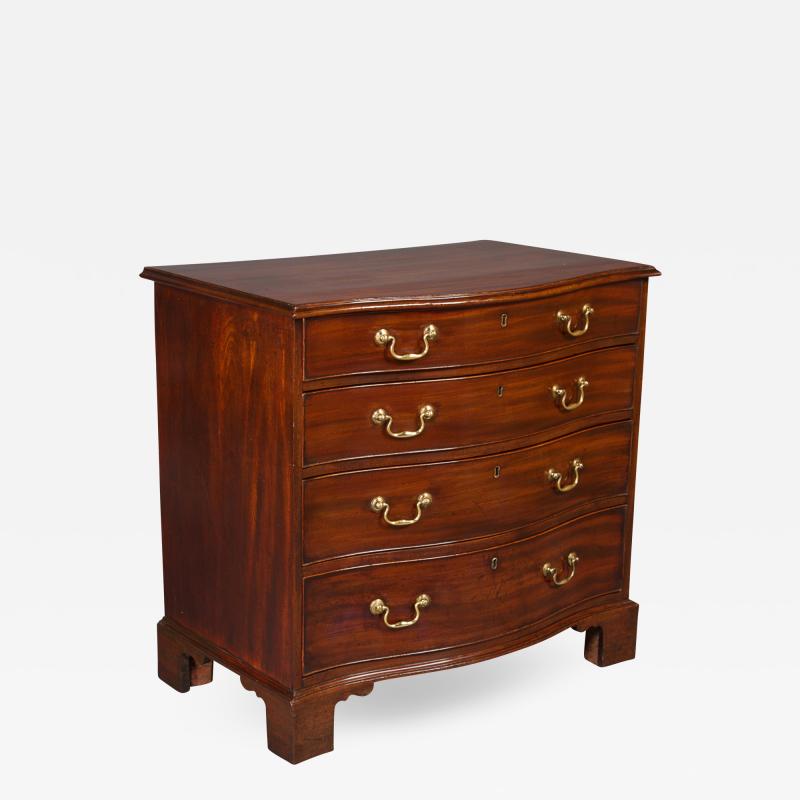 FINE QUALITY CHIPPENDALE PERIOD MAHOGANY SERPENTINE CHEST OF DRAWERS