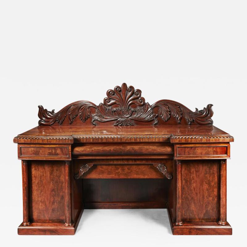FINE QUALITY MAHOGANY WILLIAM IV BREAKFRONT FRONT SIDEBOARD