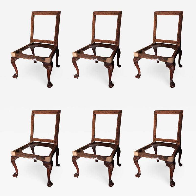 FINE SET OF SIX GEORGIAN CARVED CLAW AND BALL CHAIRS ENGLISH CIRCA 1745