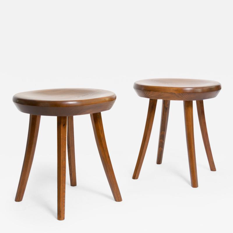 FINNISH MID CENTURY STAINED PINE STOOLS