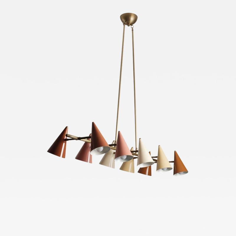FLOTILLA Chandelier in Brass and Terracotta Enamel