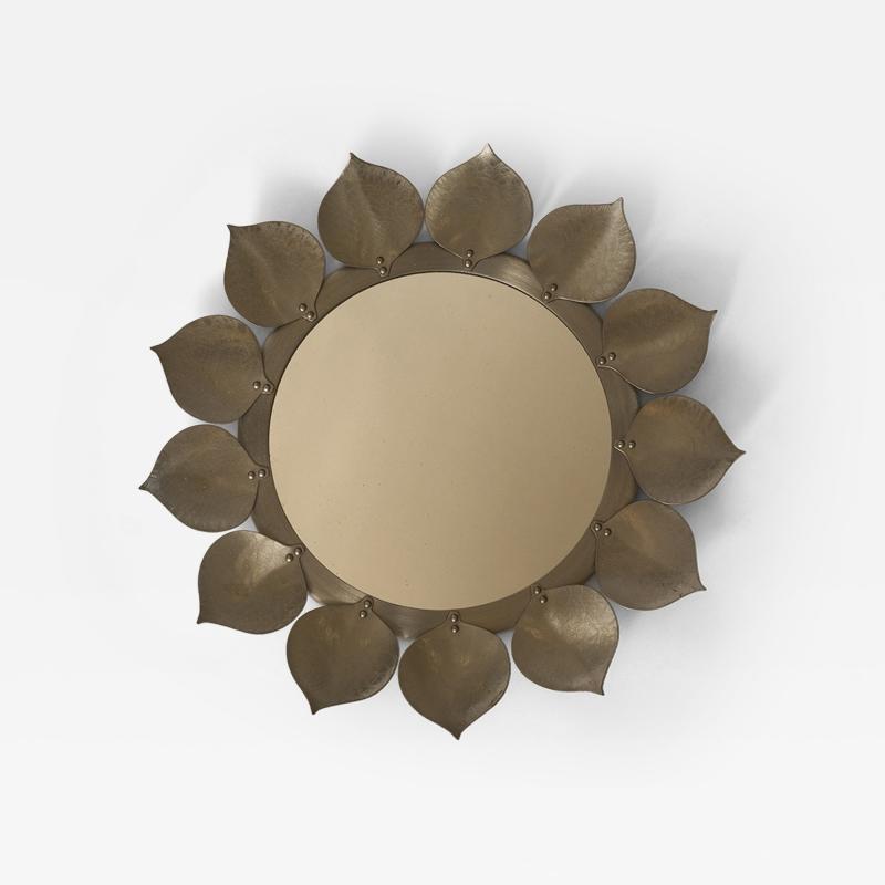 FLOWER SHAPED PEWTER MIRROR