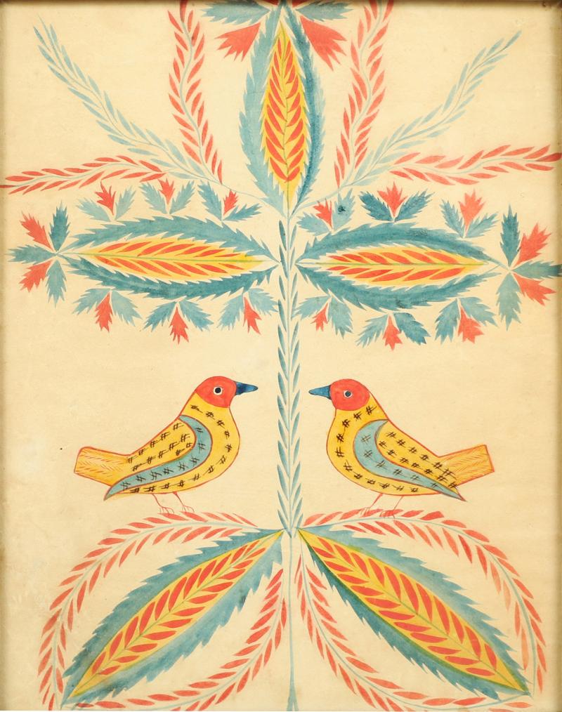 FRAKTUR DEPICTING A PAIR OF GOLDFINCH