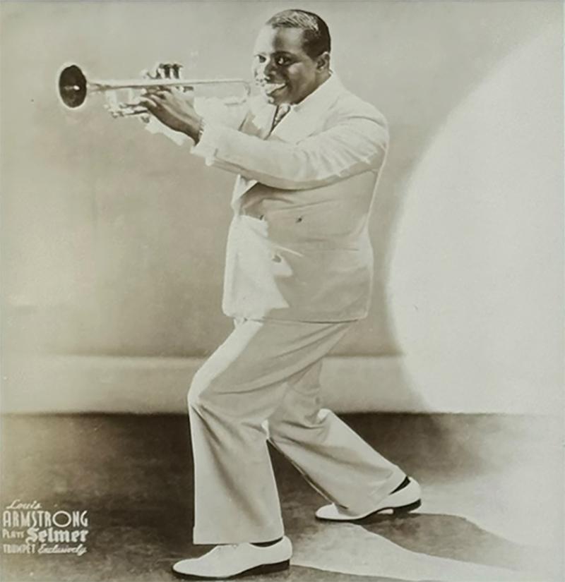 FRAMED LOUIS ARMSTRONG PHOTOGRAPH WITH AUTHENTIC AUTOGRAPH