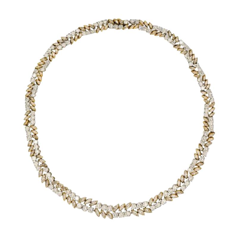 FRENCH 18K YELLOW GOLD 32 CARAT DIAMOND NECKLACE