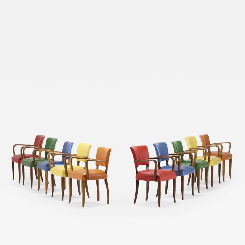 FRENCH Assembled set of ten bridge chairs