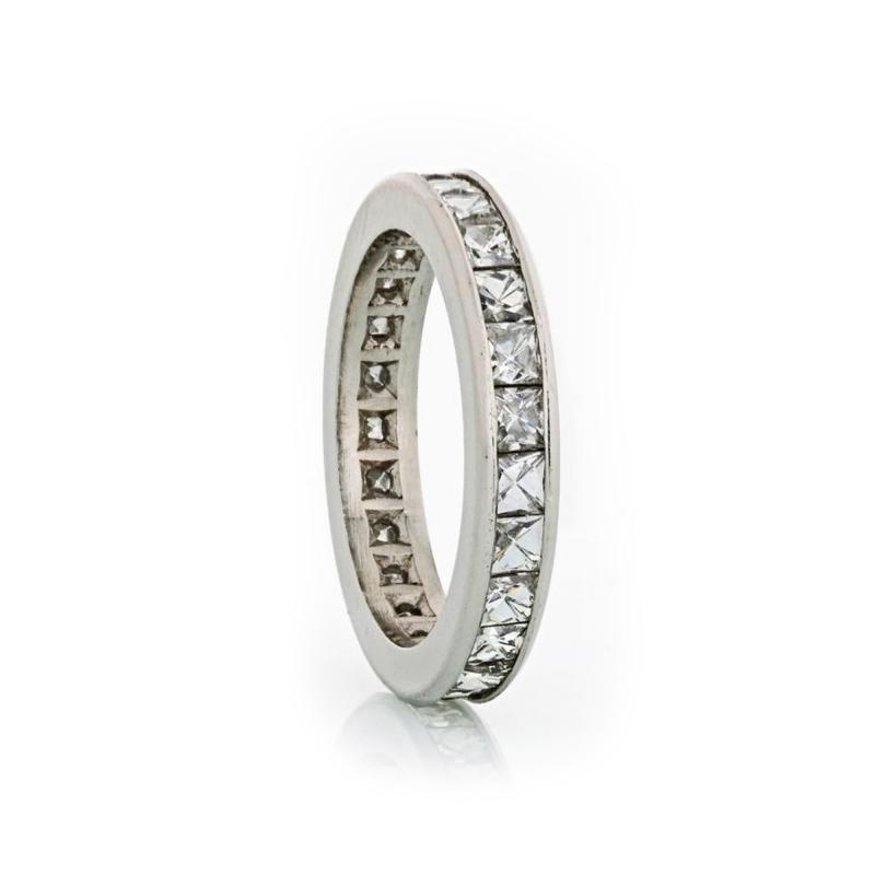 FRENCH CUT PLATINUM 3 00CTTW CHANNEL SET DIAMOND ETERNITY BAND