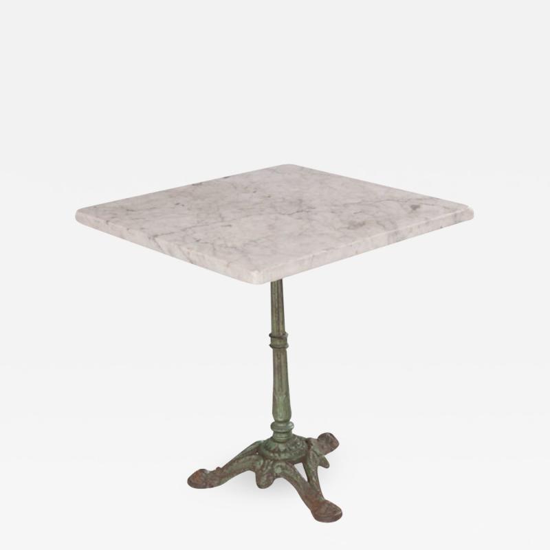FRENCH EARLY 20TH CENTURY SQUARE FRENCH MARBLE TOP BISTRO TABLE