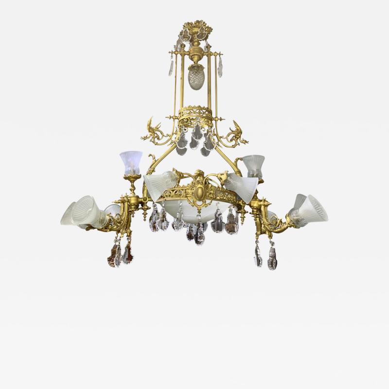 FRENCH GILT BRONZE TWELVE LIGHT CHANDELIER 19TH CENTURY