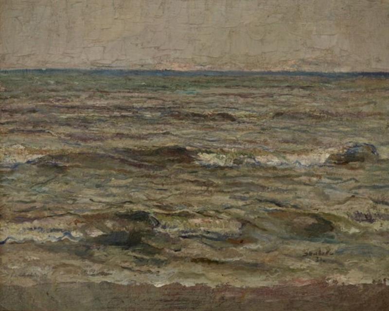 FRENCH SEASCAPE OIL PAINTING 1931