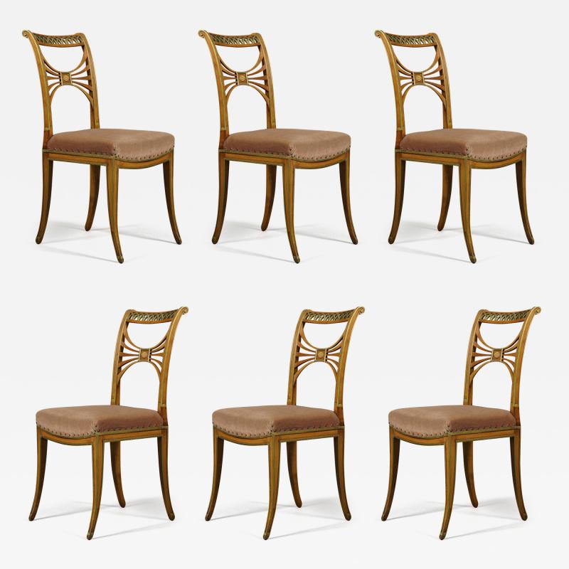 FRIEDRICH GOTTLOB HOFFMANN SET OF SIX NEOCLASSICAL SIDE CHAIRS IN THE MANNER OF FRIEDRICH GOTTLOB