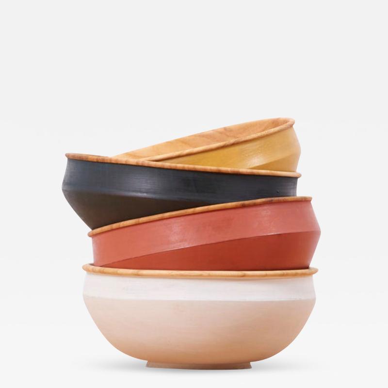 Fabian Fischer Set of 4 Wooden Bowls by Fabian Fischer Germany 2020