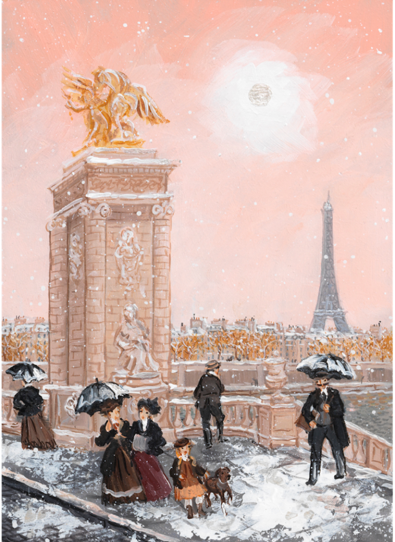 Fabienne Delacroix Premiere neige sue le Pont Alexandre III 2025