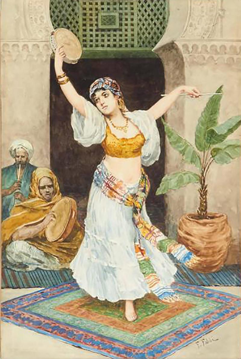 Fabio Fabbi Fabio Fabbi The Tambourine Dancer Orientalist Watercolor