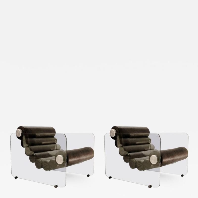 Fabio Lenci Pair of Hyaline Armchairs by Fabio Lenci