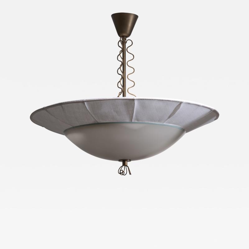 Fabric and glass pendant lamp