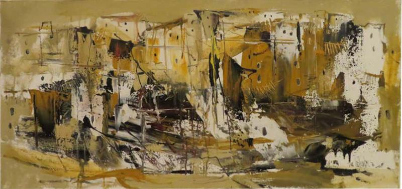 Fabulous Gino Hollander Abstract Painting Mid Century Modern