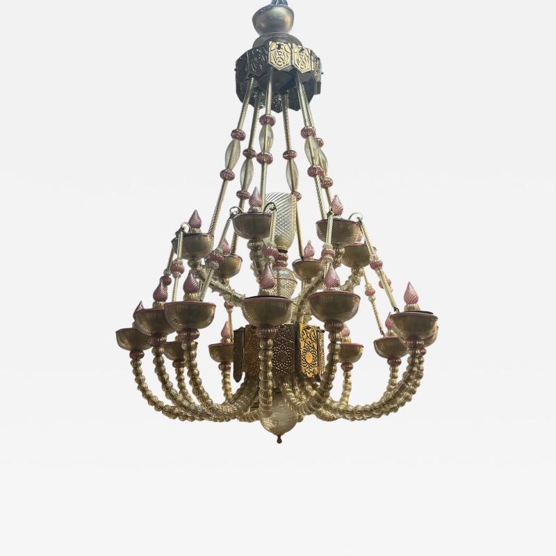Fabulous Murano Pink and Gold Venetian Chandelier
