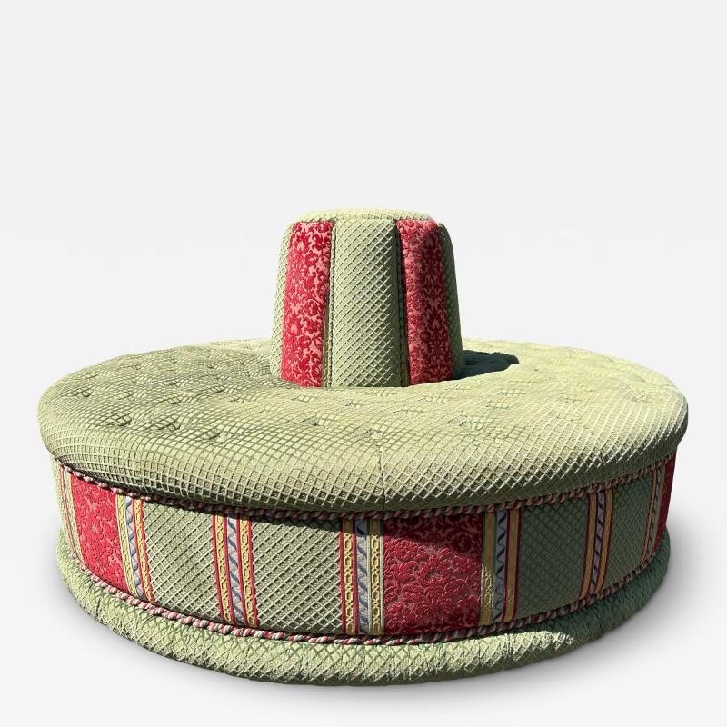 Fabulous Vintage Round Tufted Banquette Settee Lobby Ottoman Sofa