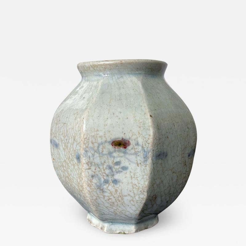 Faceted Korean Ceramic Celadon Jar Joseon Dynasty
