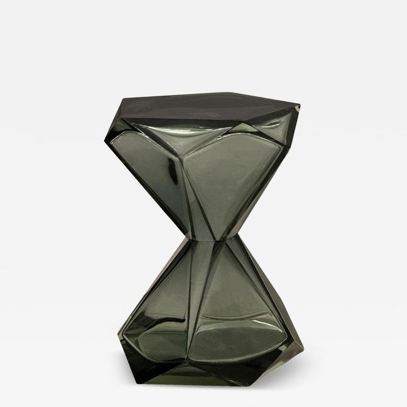 Faceted Murano Glass Occasional Table in Gray