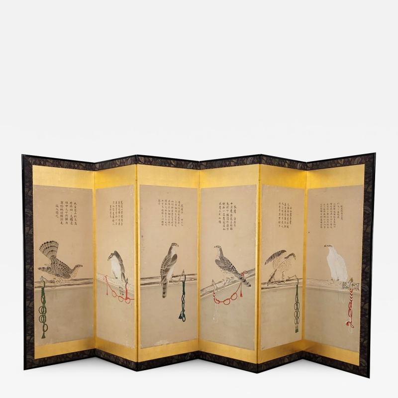 Falconry Screen Japan circa 1840