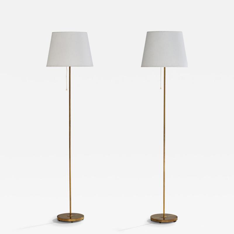 Falkenbergs Belysning Floor Lamps with Brass and Fabric Sweden 1960s