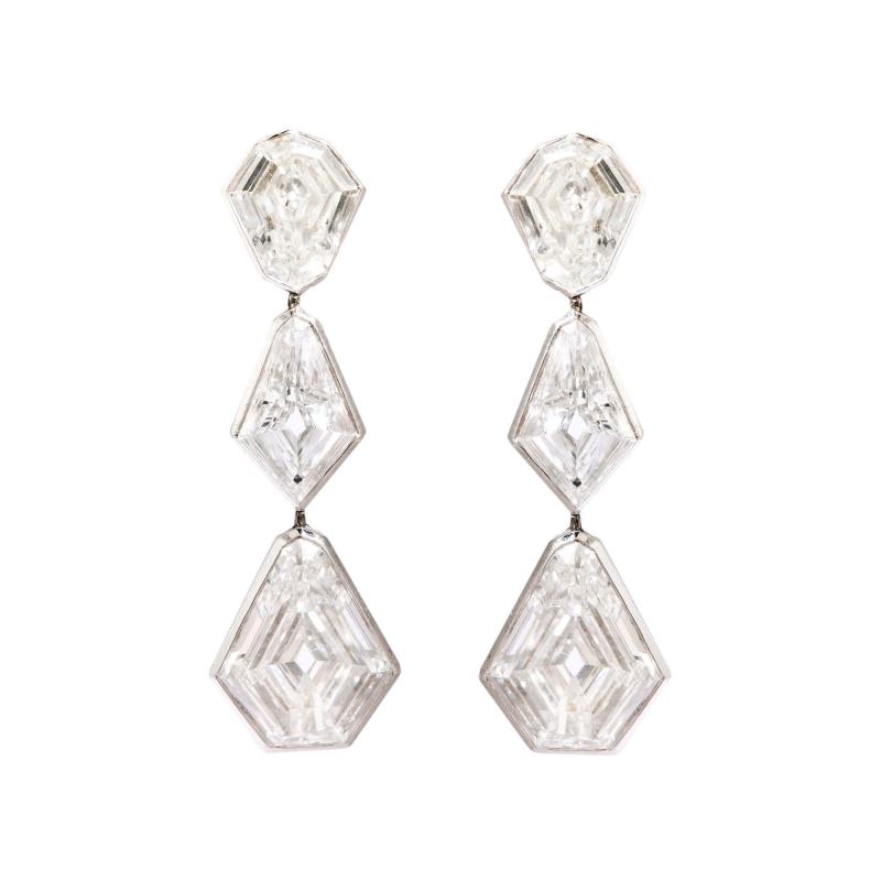 Fancy Cut Diamond Earrings in 18k White Gold
