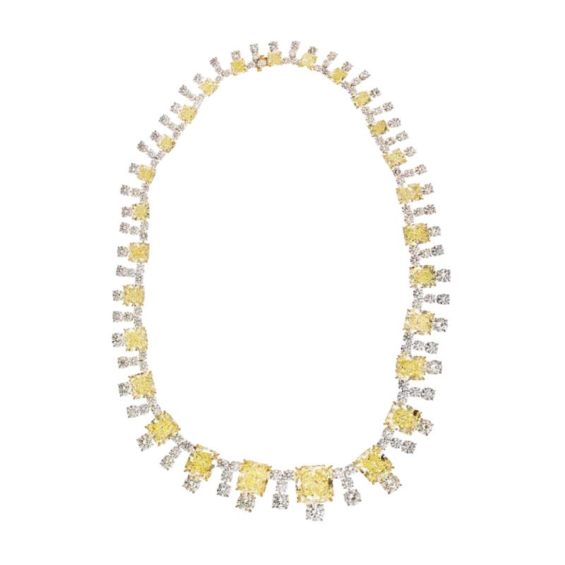 Fancycolor Platinum 18K Yellow Gold Fancy Yellow Diamonds 94 65 ct Necklace