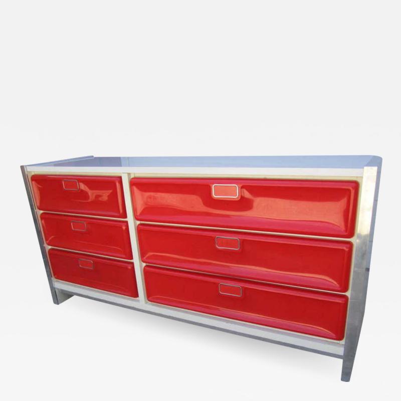 Fantastic Pop Modern Red Plastic Front Credenza Mid Century