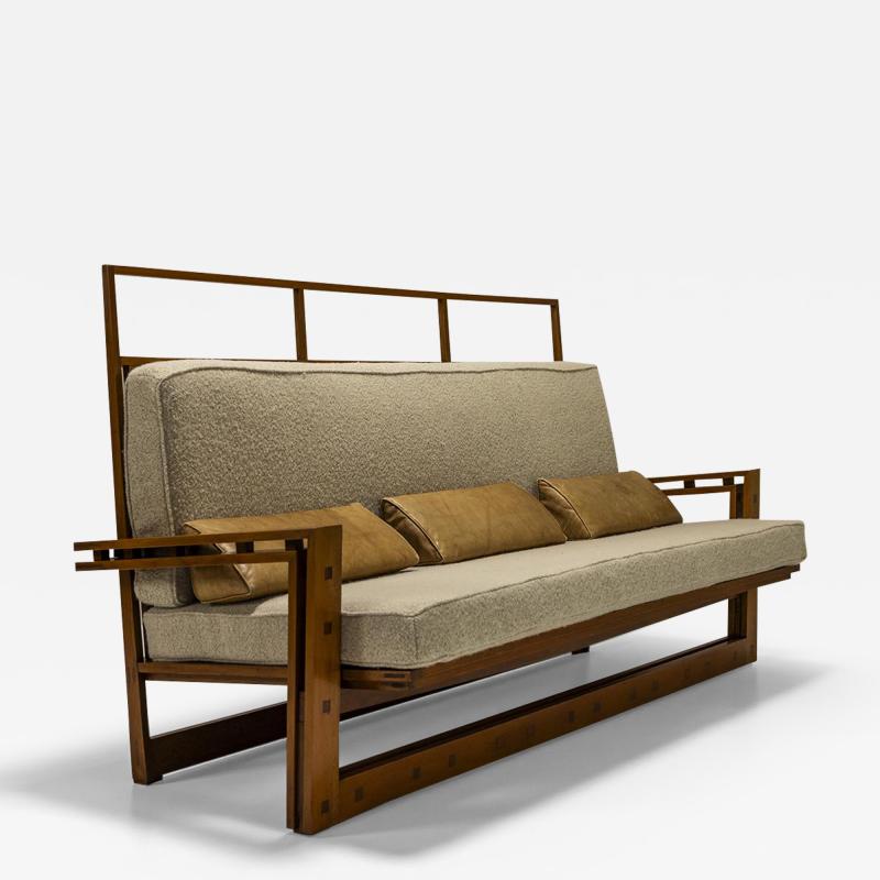 Fausto Bontempi Three Seater Sofa In Solid Ash And Mansonia Wood By Fausto Bontempi Italy 1961