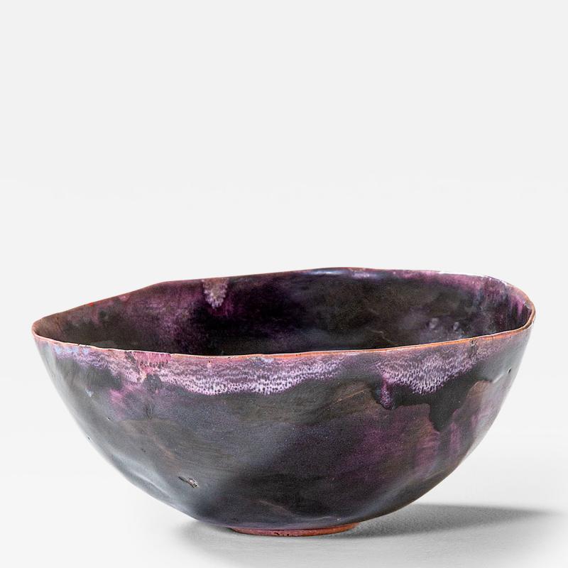 Fausto Melotti Fausto Melotti Decorative Bowl in Purple Enameled Ceramic 60s