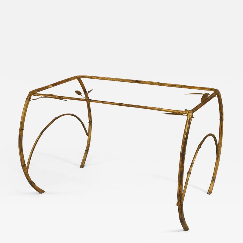 Faux Bamboo 1940s Style Gilt Metal Rectangular Coffee Table