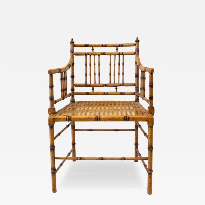 Faux Bamboo Armchair With Vienna Straw Seat 1970s