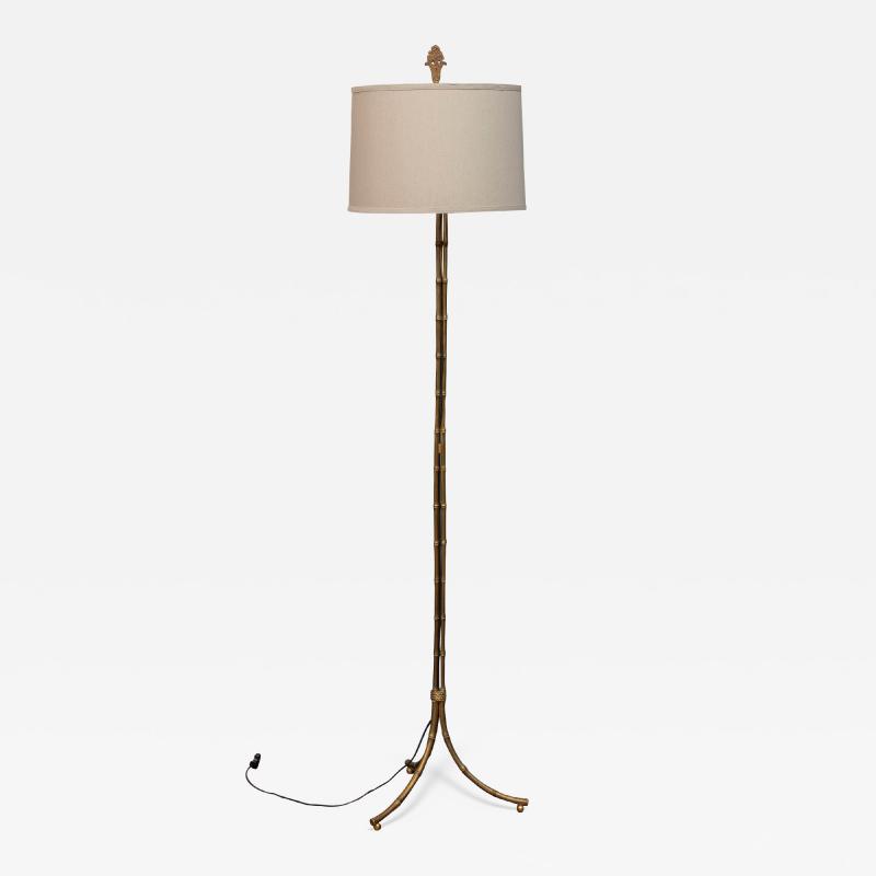 Faux Bamboo Gilt Metal Floor Lamp