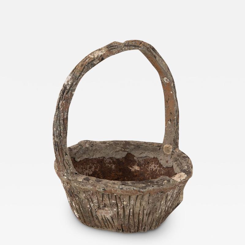 Faux Bois Basket Garden Ornament