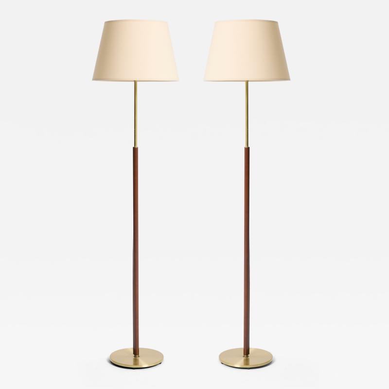 Faux Leather and Brass Floor Lamp