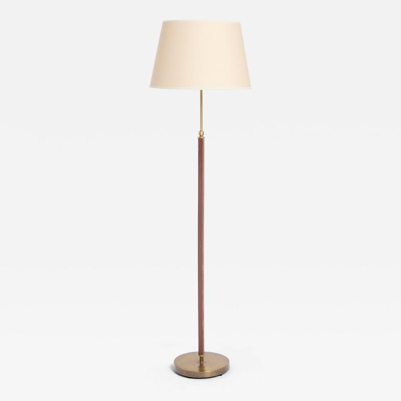 Faux Leather and Brass Floor Lamp
