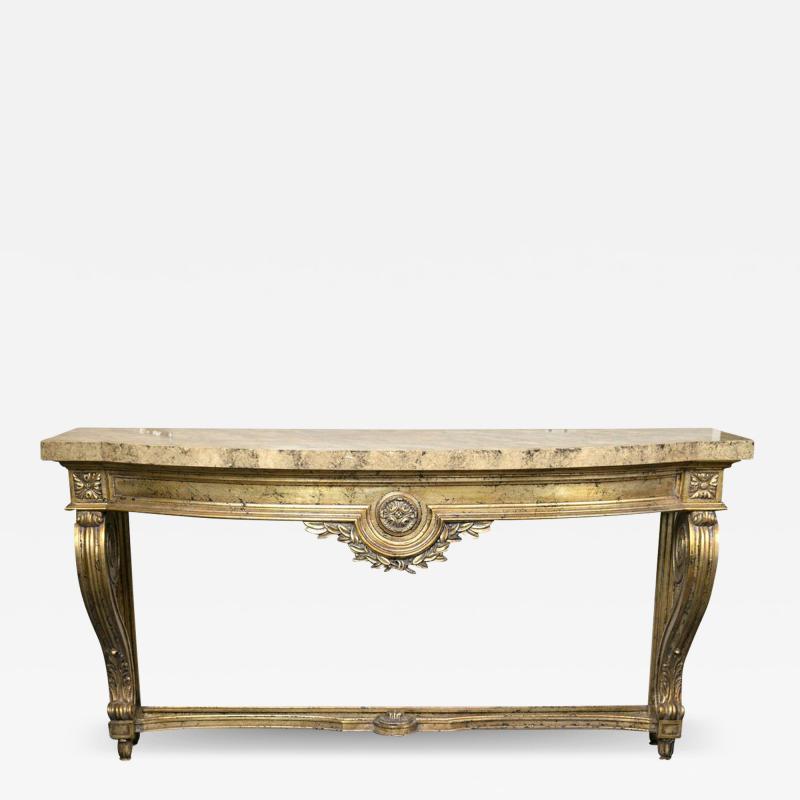 Faux Marble Top Louis XV Style Console Table Attributed to Maison Jansen