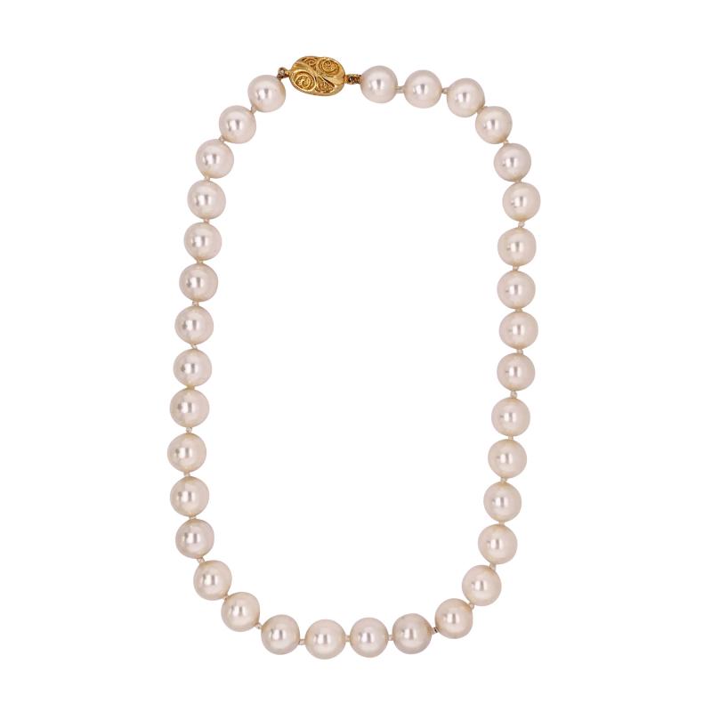 Faux Pearl Choker Necklace with Plated Locket