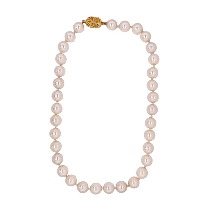 Faux Pearl Choker Necklace with Plated Locket