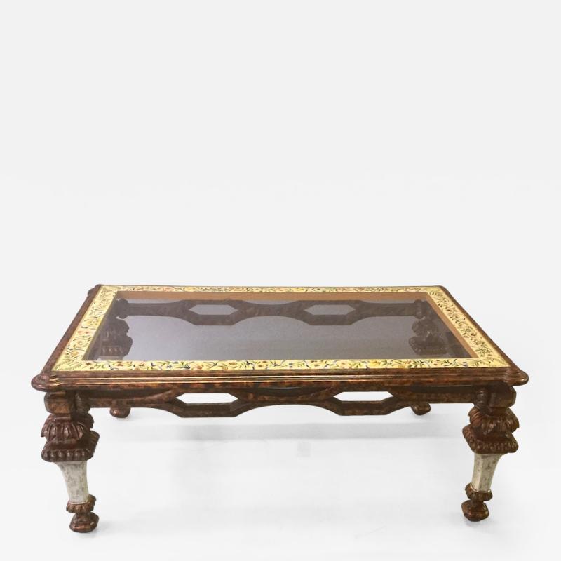 Faux Tortoise Shell and Reverse Painted Coffee Table