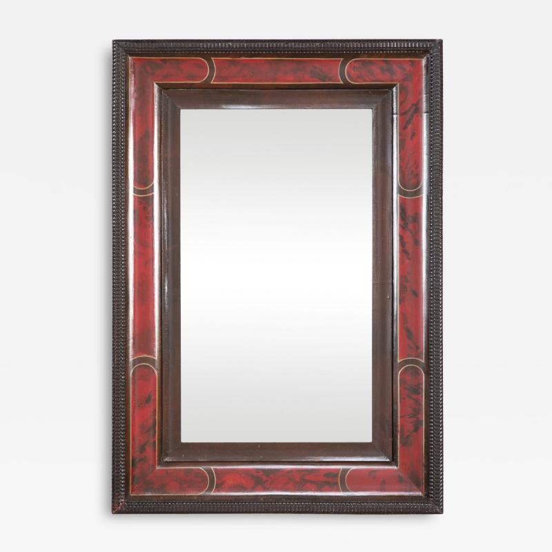 Faux Tortoiseshell Queen Anne Style Mirror with Segmented Border