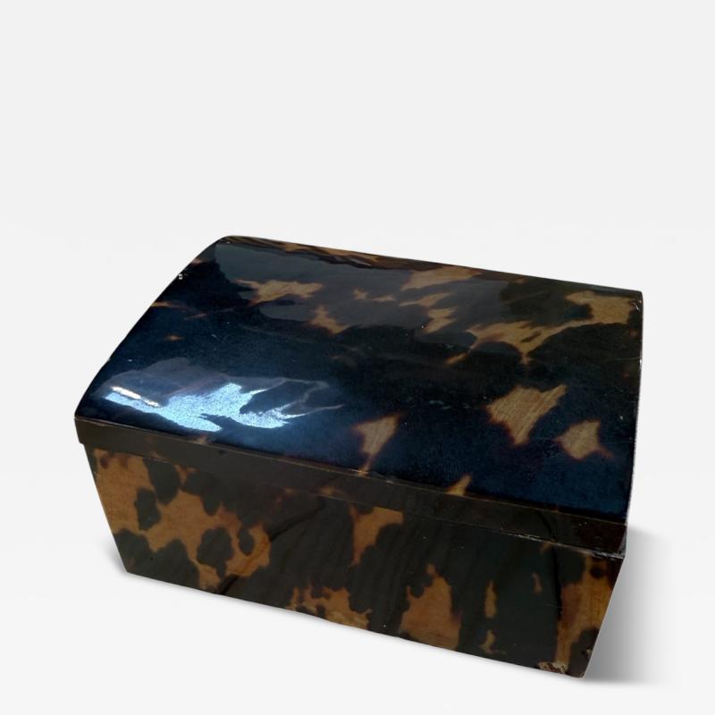 Faux Tortoiseshell Wood Box with Domed Lid