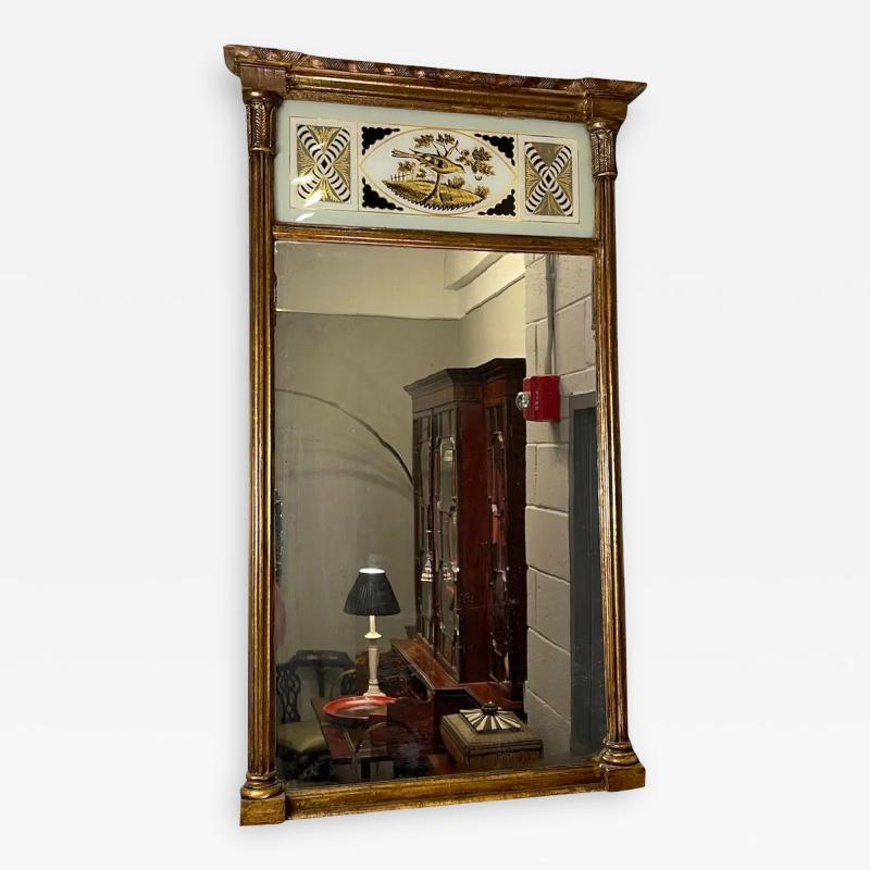 Federal Gilt Wood Eglomise Painted Mirror
