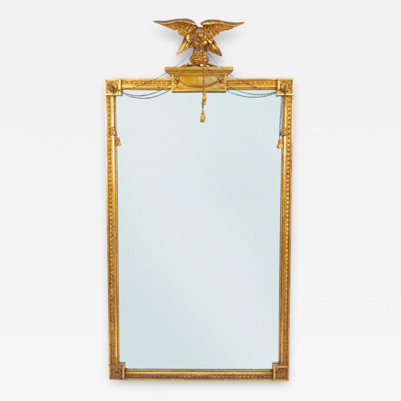 Federal Rectangular Gilt Wood Mirror Surmounted by an Eagle