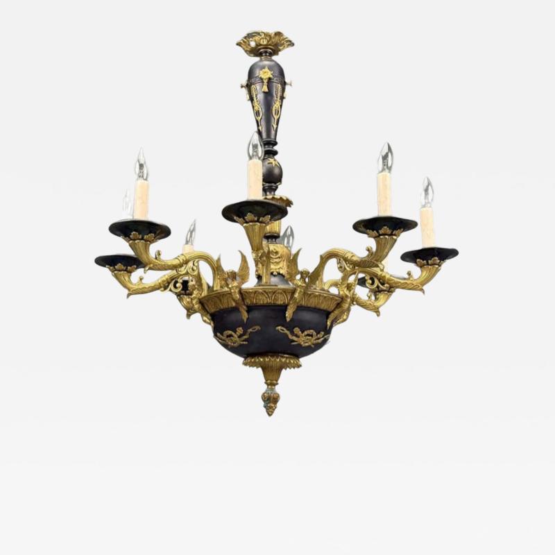 Federal Style Chandelier Bronze Ebony Europe 1960s